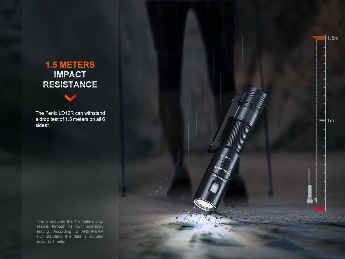 fenix ld12r rechargeable edc flashlight impact resistant 