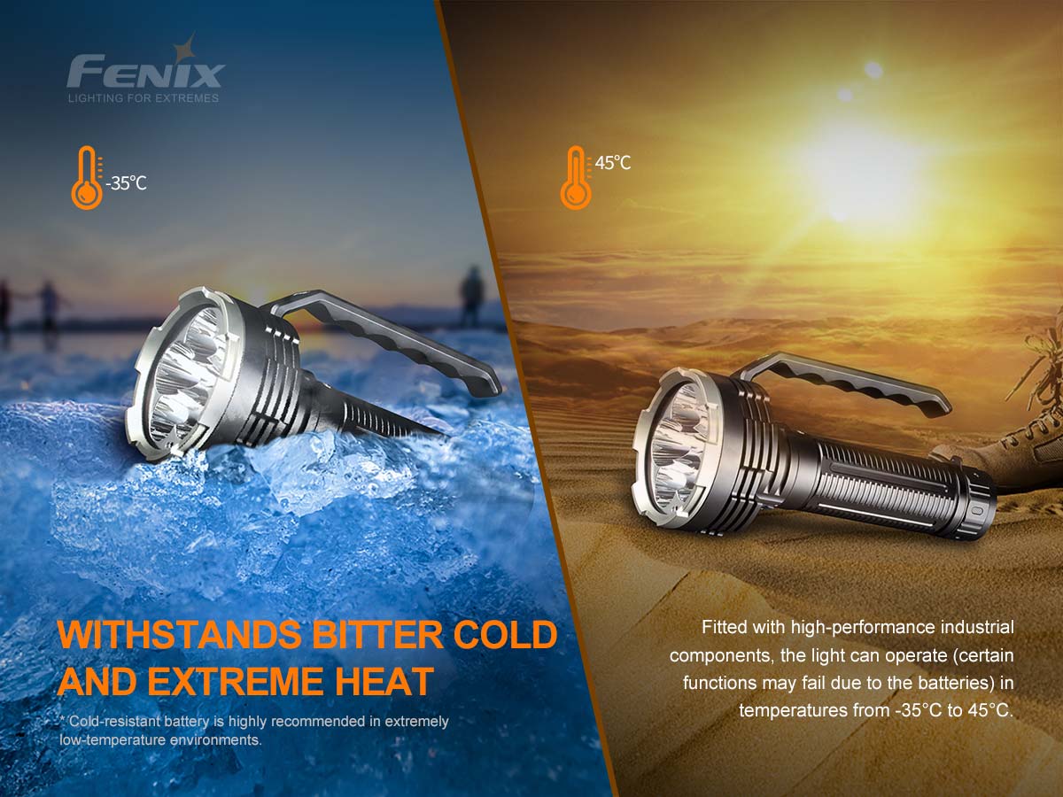 fenix lr80r flashlight 18000 lumen spotlight cold heat