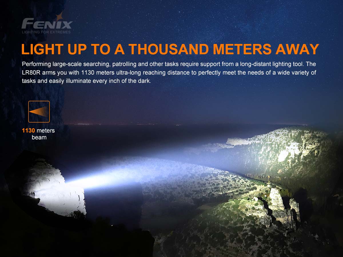 fenix lr80r flashlight 18000 lumen spotlight distance
