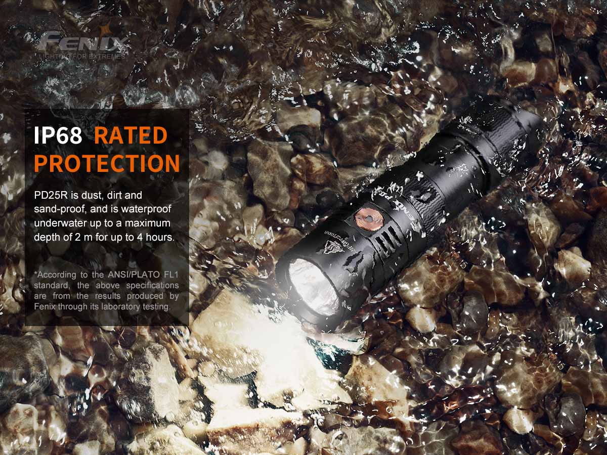 waterproof fenix pd25r rechargeable edc flashlight 
