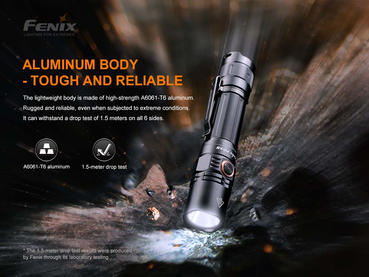 fenix pd35 v3 flashlight impact resistant