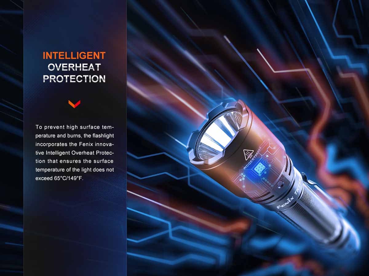fenix tk11r rechargeable tactical flashlight overheat protection