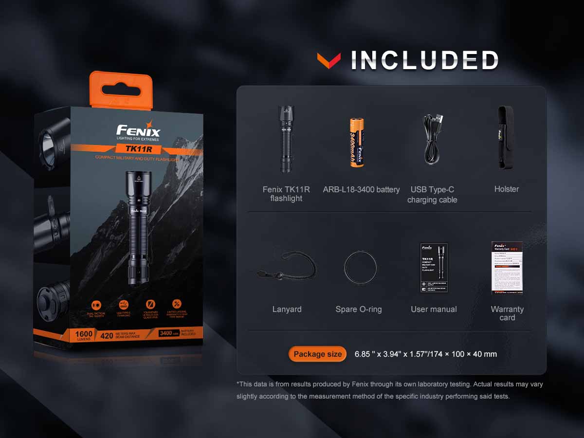 fenix tk11r rechargeable tactical flashlight package included