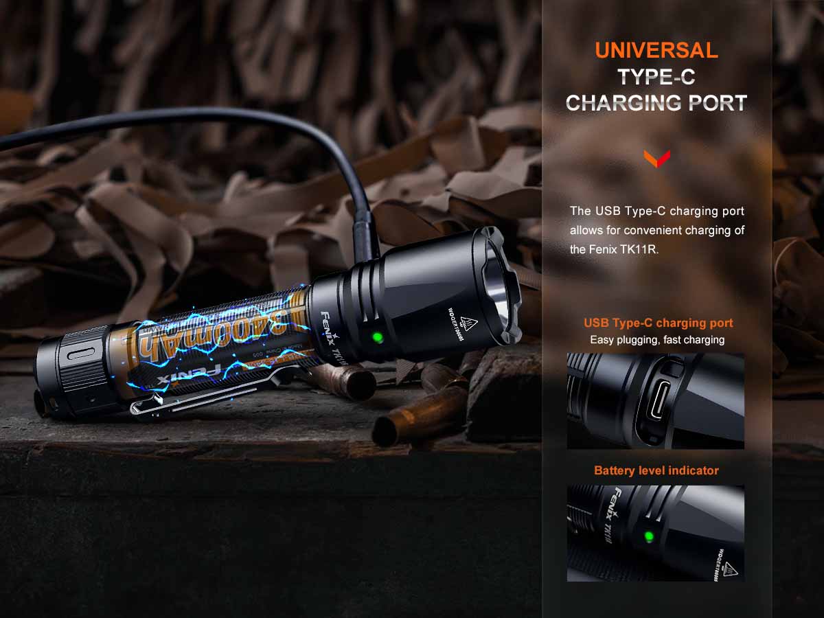 fenix tk11r rechargeable tactical flashlight type c