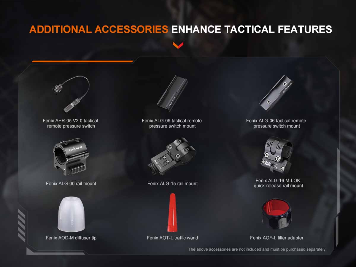 fenix tk22r tactical flashlight compatible accessories