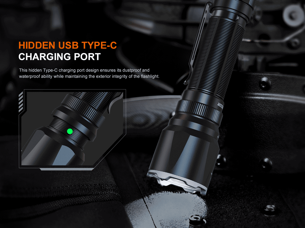 fenix tk22r tactical flashlight hidden charging port