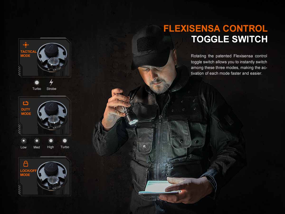 fenix tk22r tactical flashlight control switch