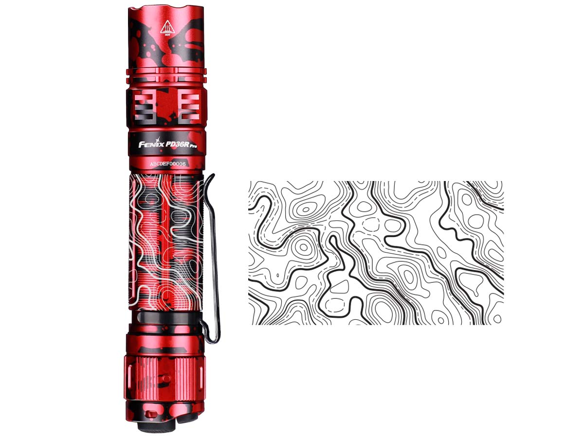 Fenix PD36R PRO Red Camo Flashlight with Special Edition Engraved Design