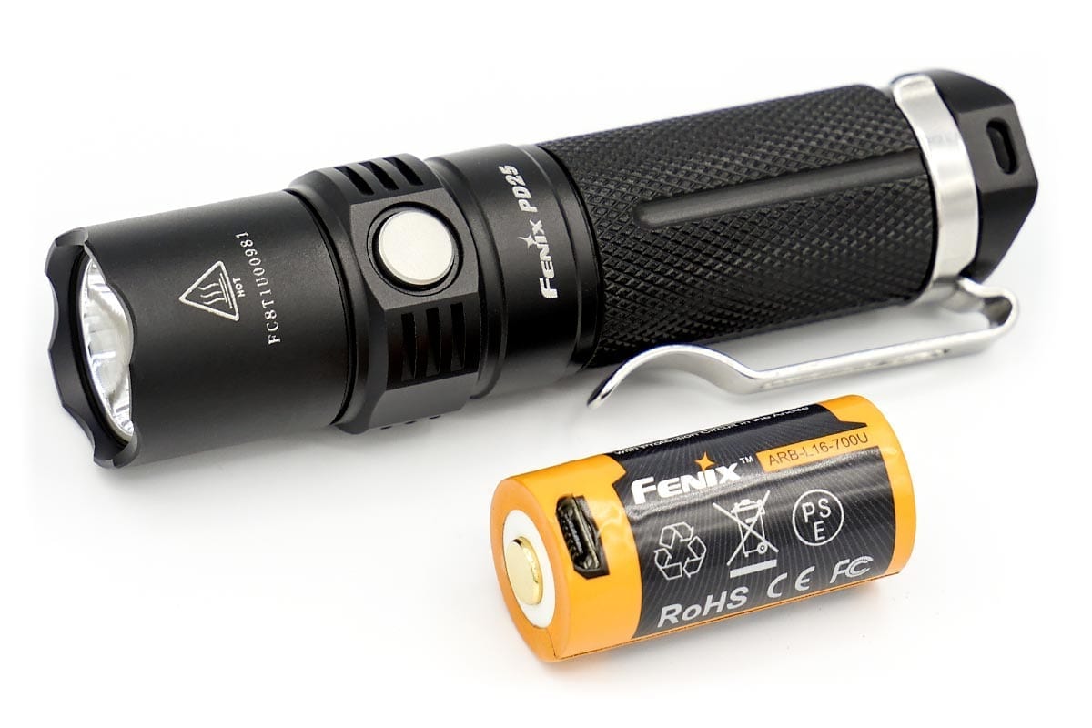 PD25 flashlight usb rechargeable battery